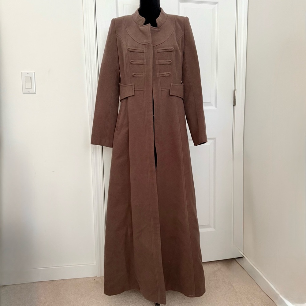 Military Style Elegant Brown Long Coat